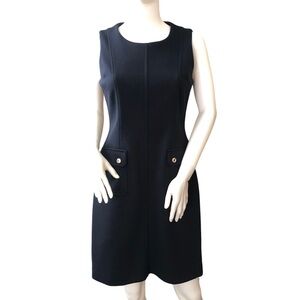 Tommy Hilfiger Dress Womens Size 6 Navy Sleeveless Shift Pockets Nautical Career